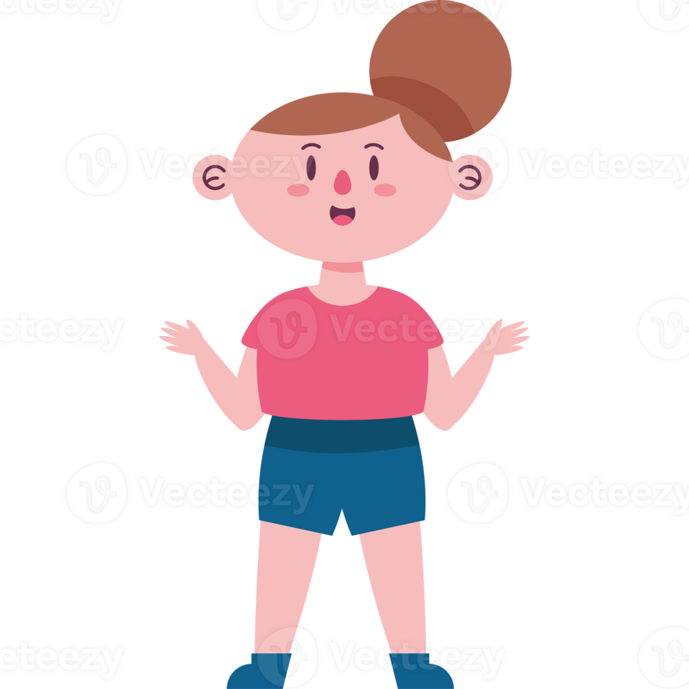 A cartoon girl with her hands up png