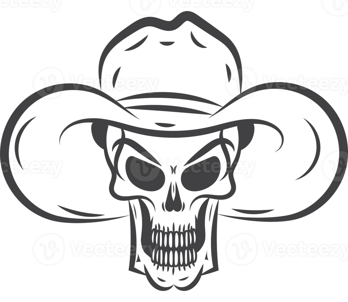 A skull wearing a cowboy hat png