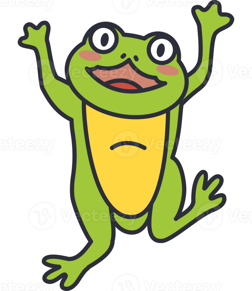 A cartoon frog jumping up and down png