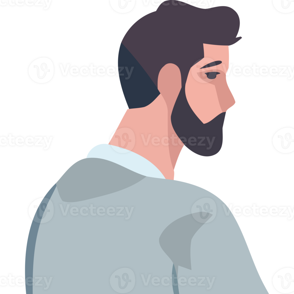 A man with a beard and a gray shirt png