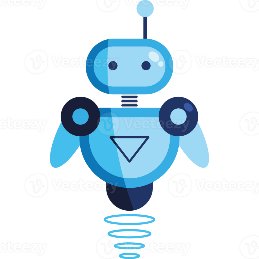 A robot with a blue background and a blue light png