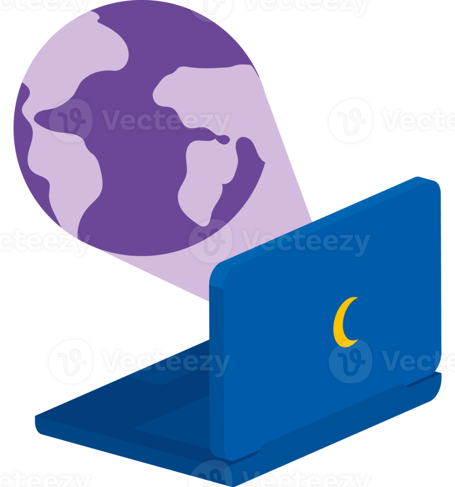 A laptop computer with a globe on it png