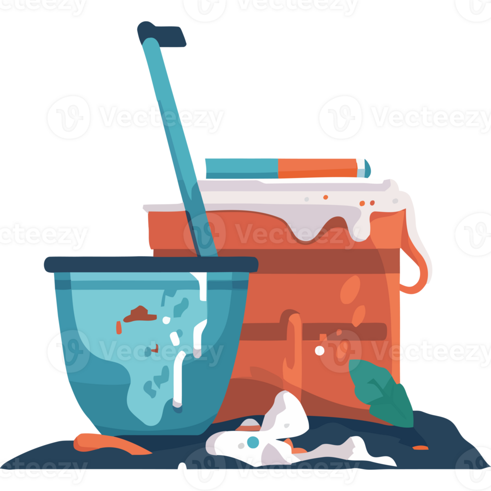 A bucket and a mop with a bucket and a mop png