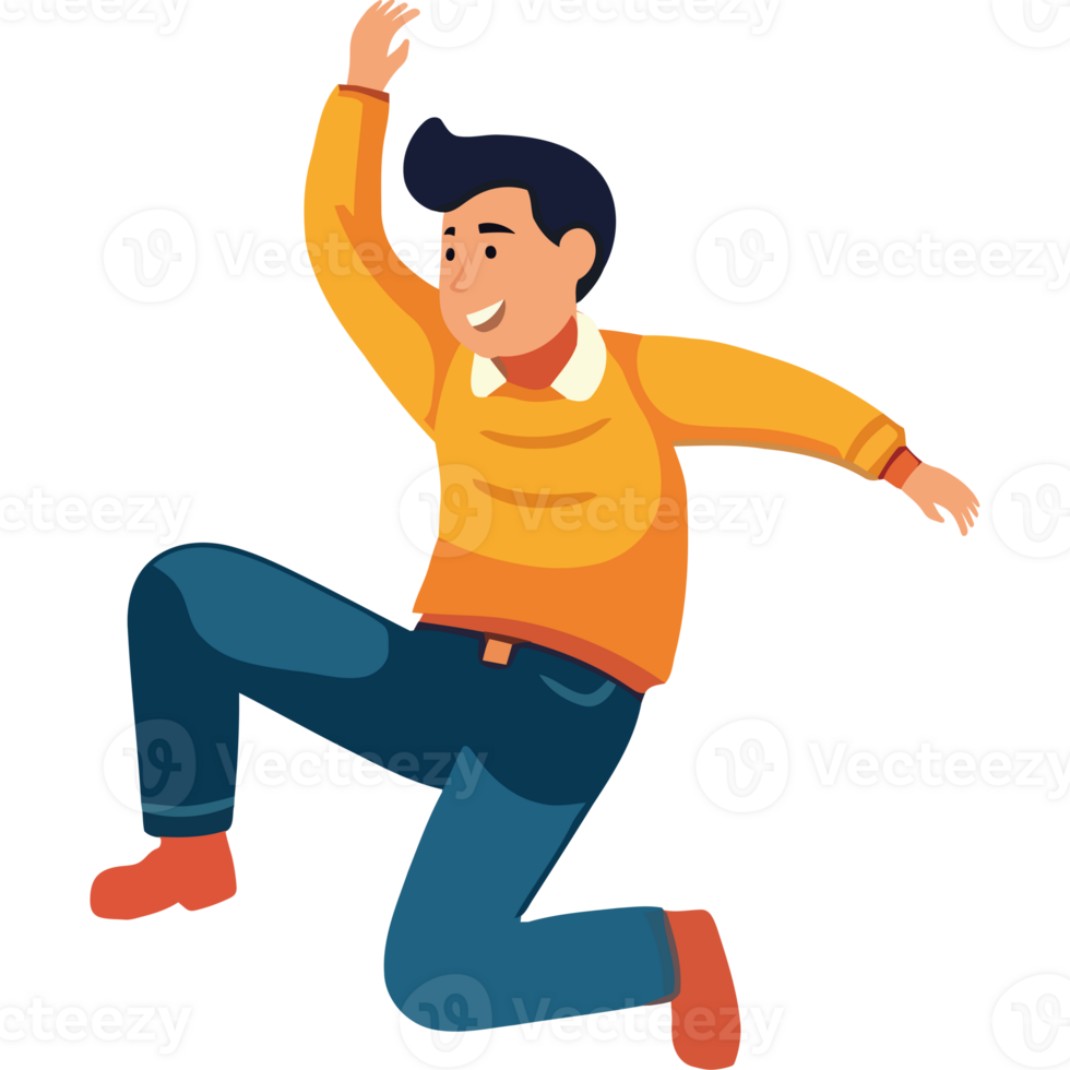 A man jumping in the air with his hands up png