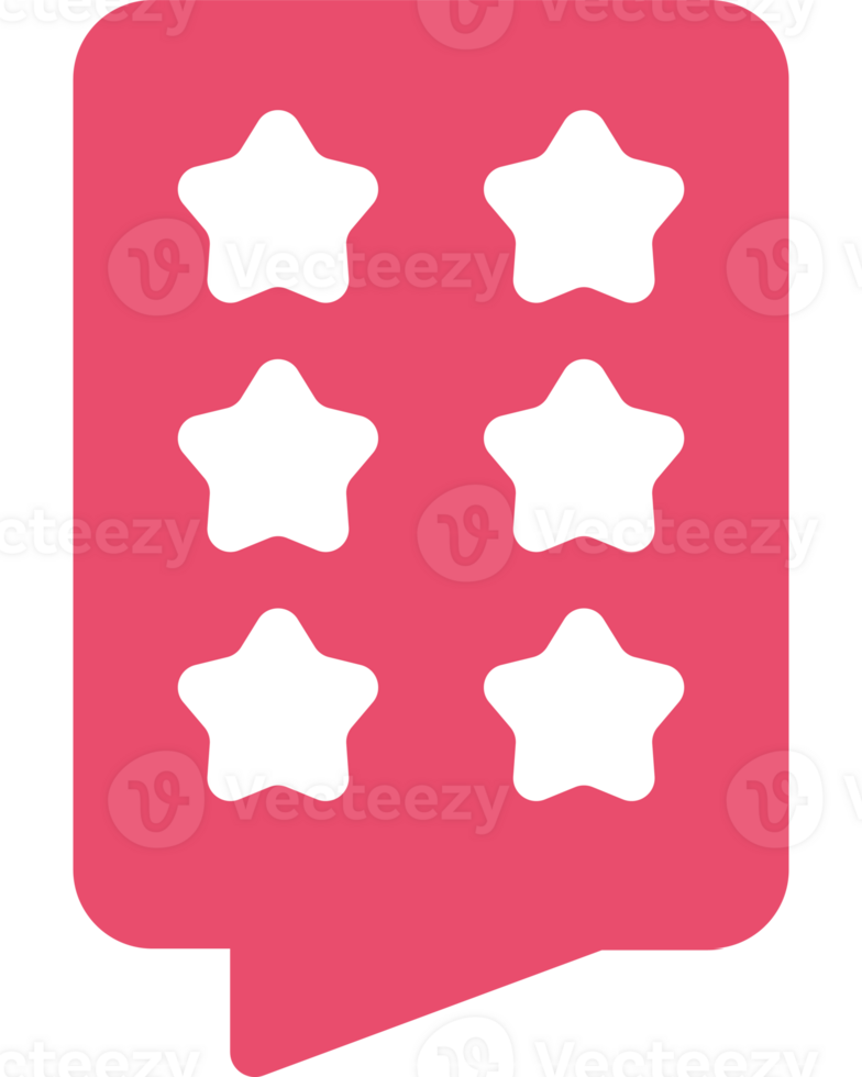 A speech bubble with five stars on it png