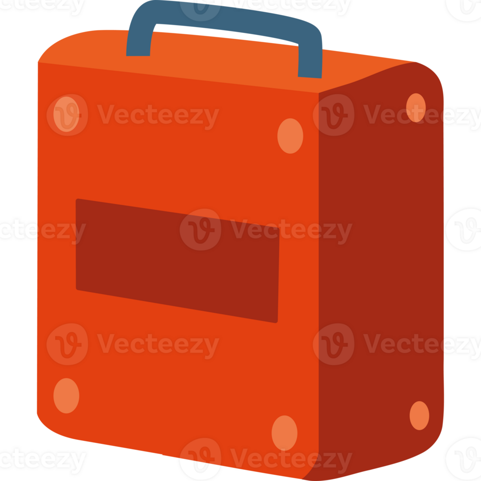 An orange suitcase with a blue handle png