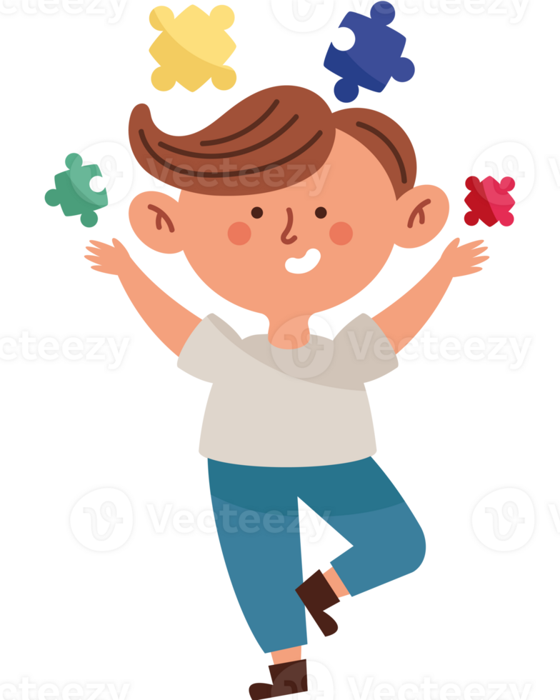 A boy is holding up a puzzle piece png