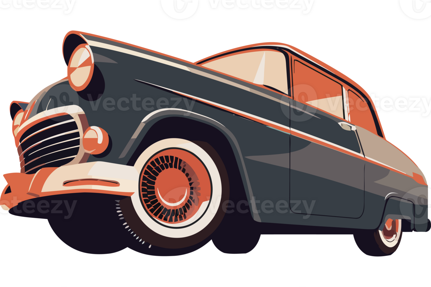 An old car with a black and orange paint job png