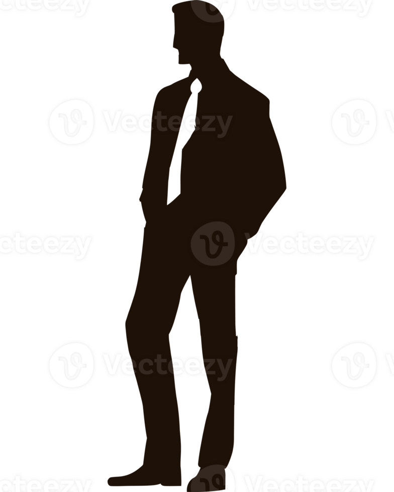 A silhouette of a man in a suit png