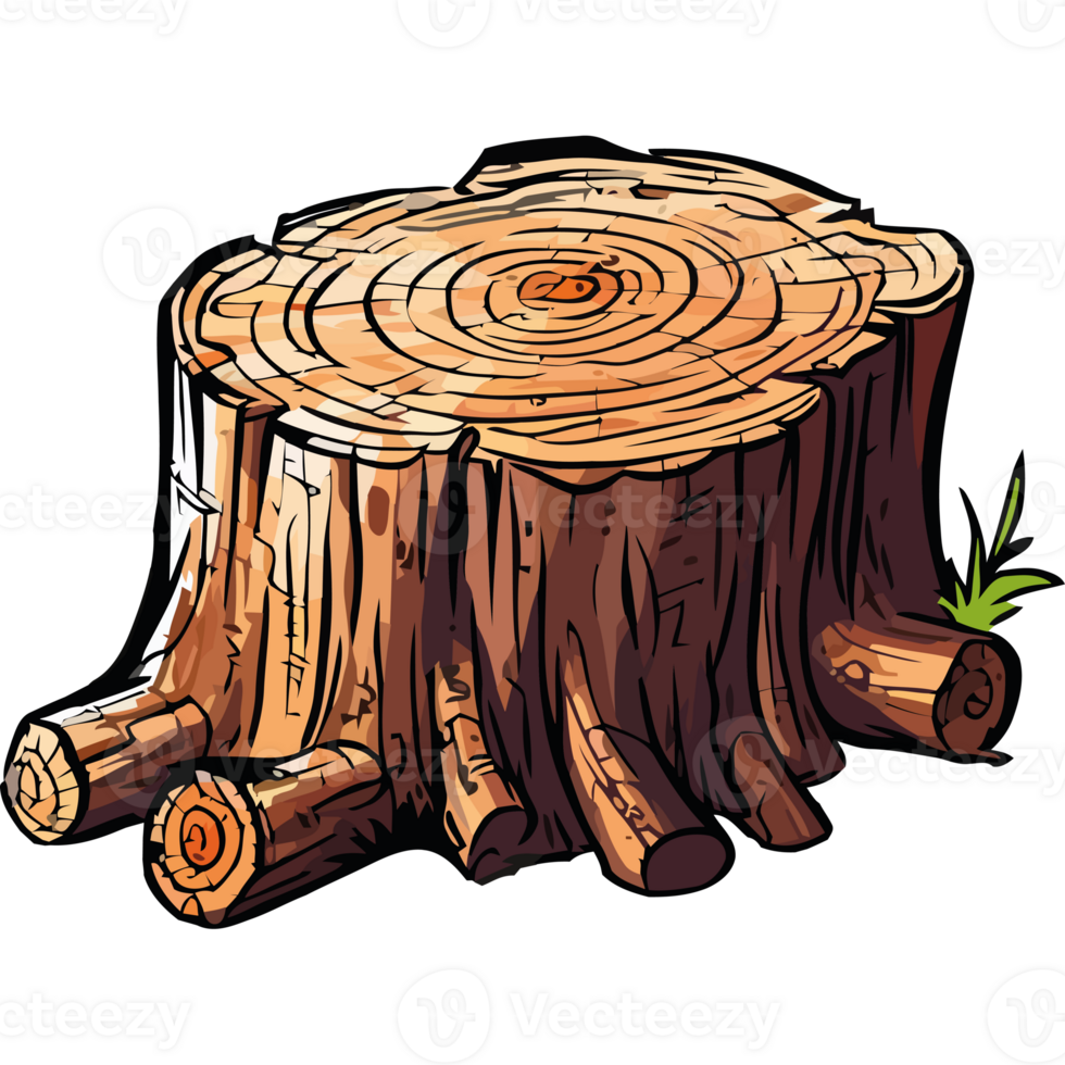 A cartoon illustration of a tree stump png