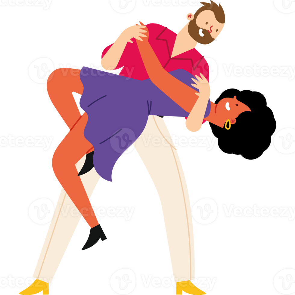 A man and woman dancing in a cartoon style png