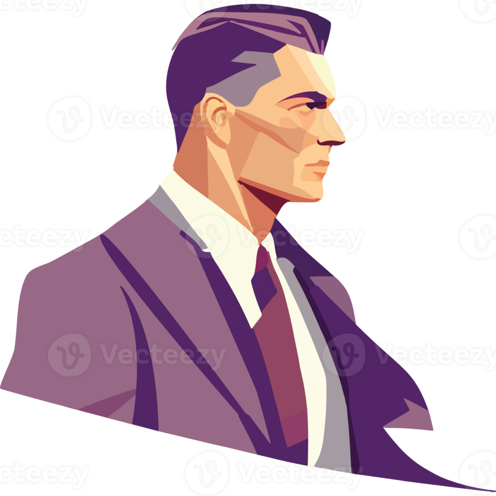 A man in a purple suit and tie png