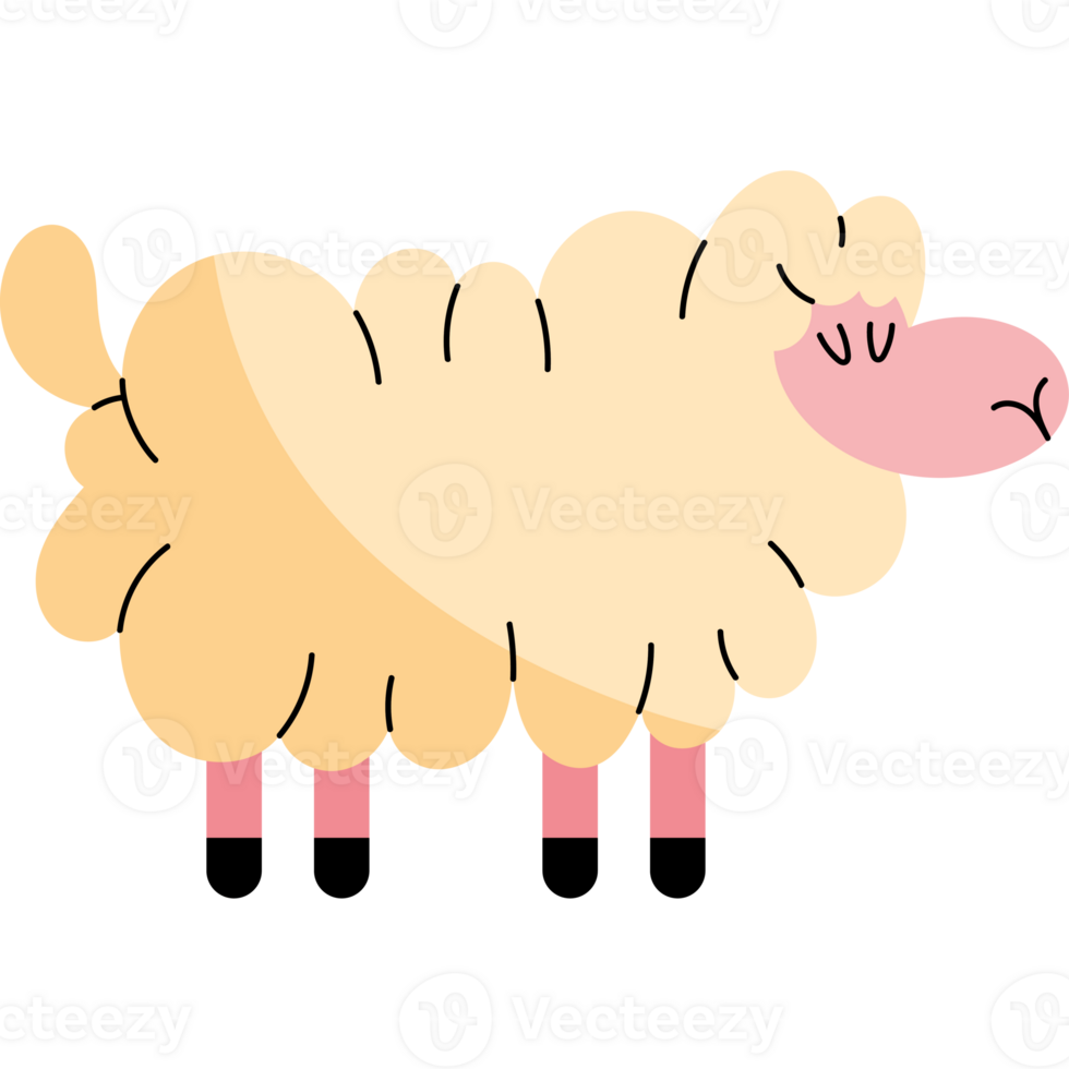 A cartoon sheep with a pink nose png