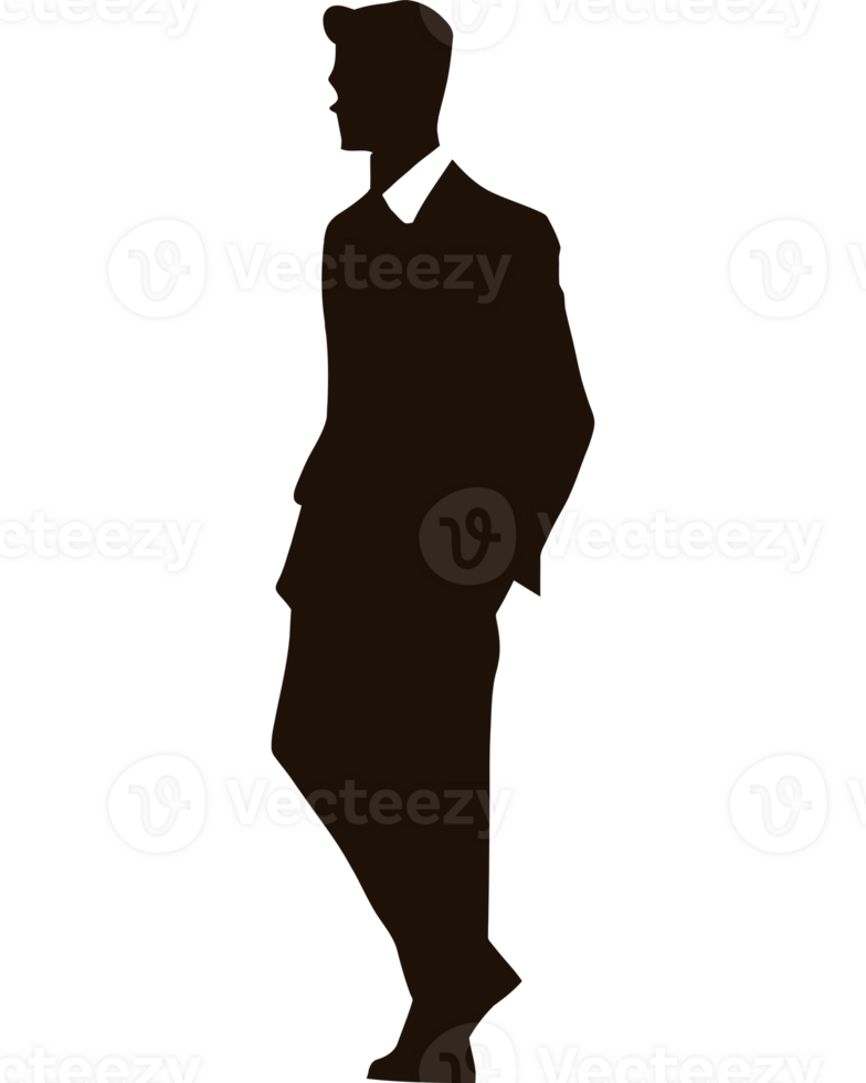A silhouette of a man in a suit png
