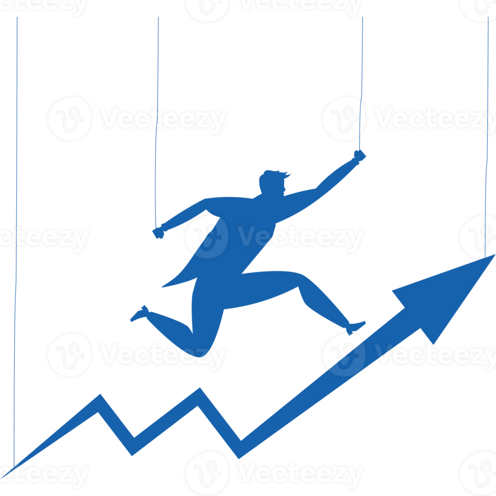 A man is hanging on a string and climbing up an arrow png