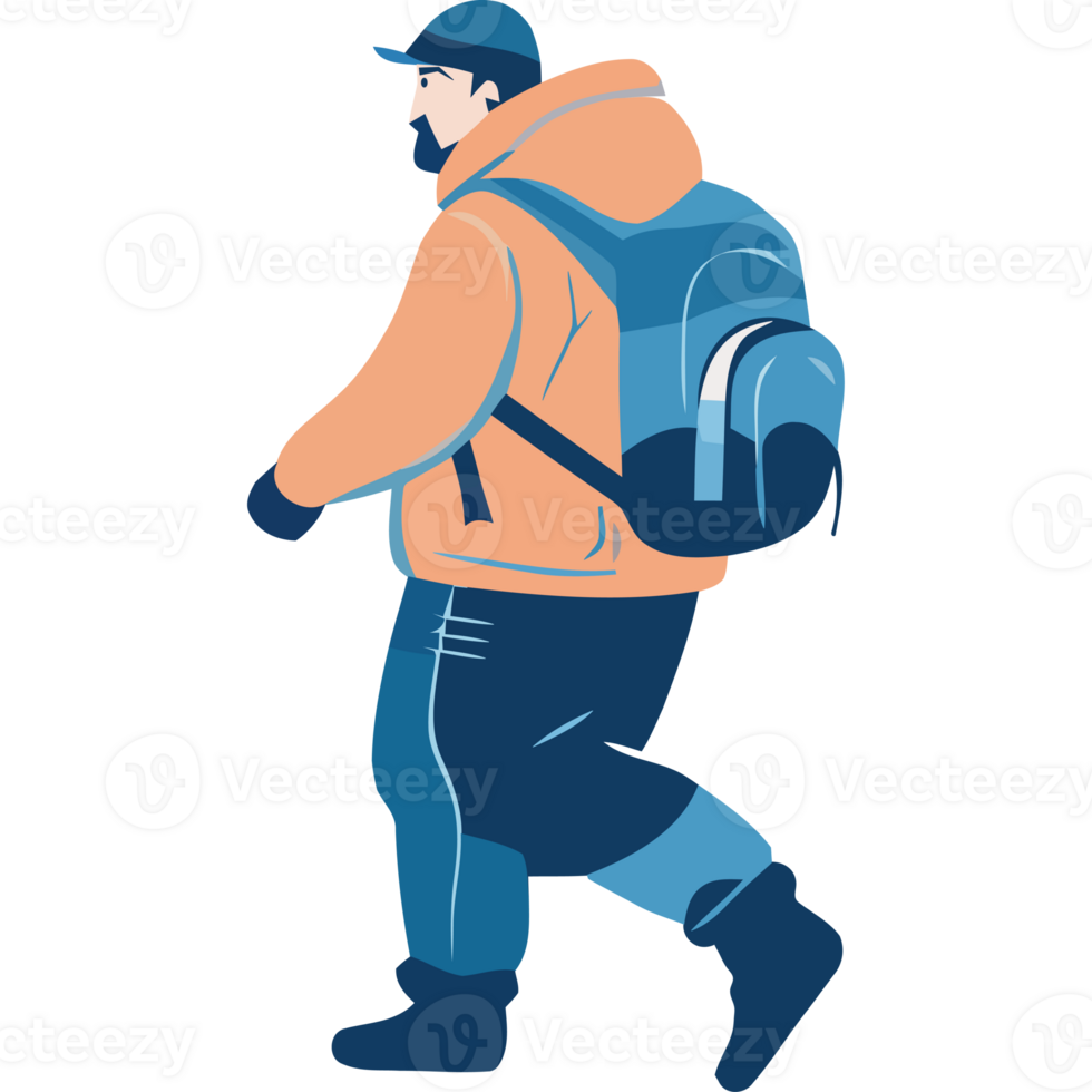 A man with a backpack walking png