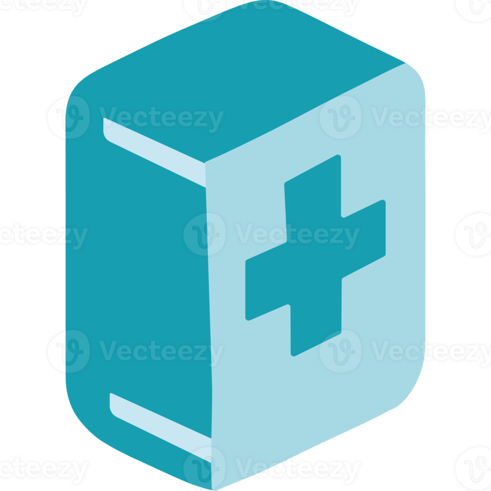 A blue medical book with a cross on it png