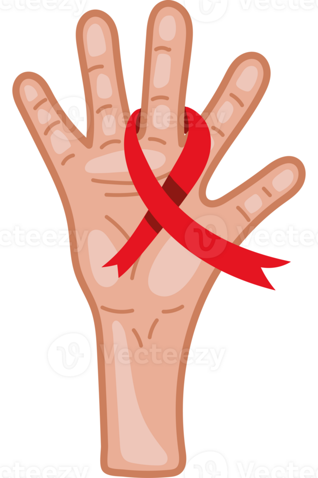 A hand with a red ribbon on it png