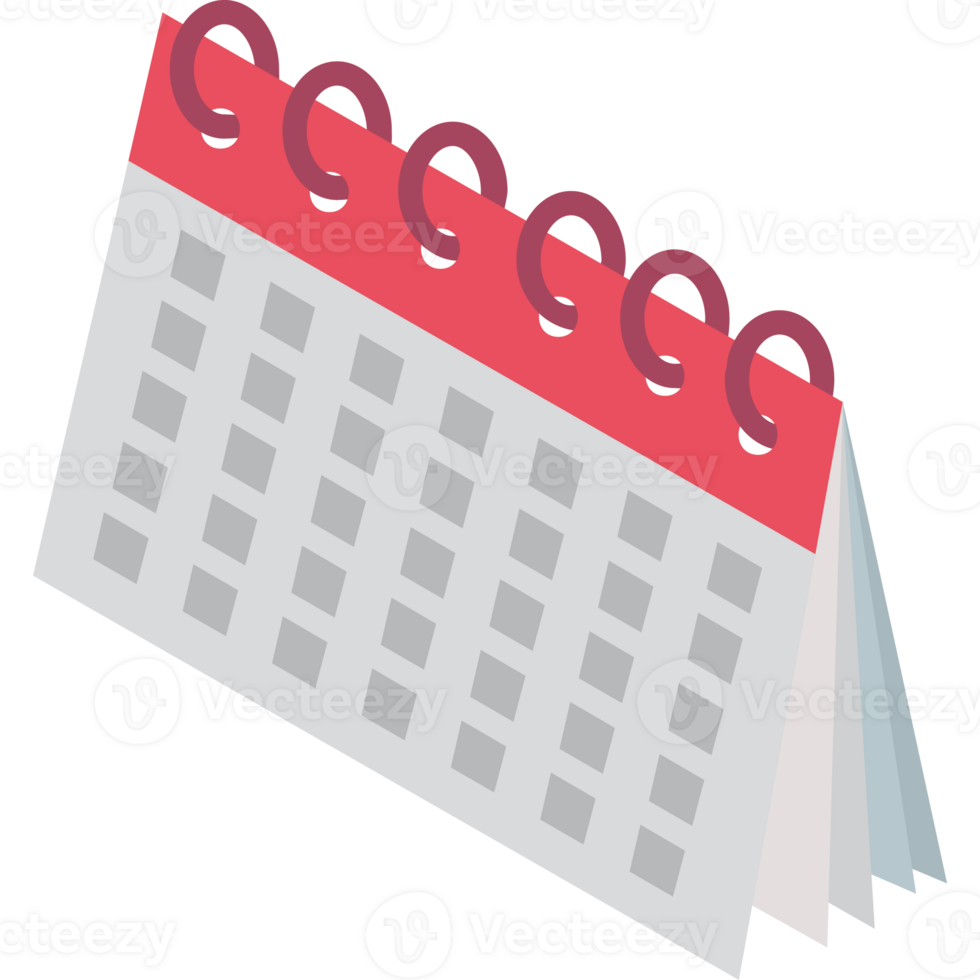 A calendar with a red and white design png