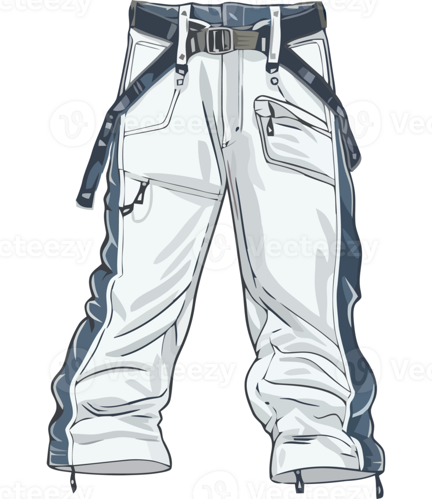 A pair of white pants with a belt png