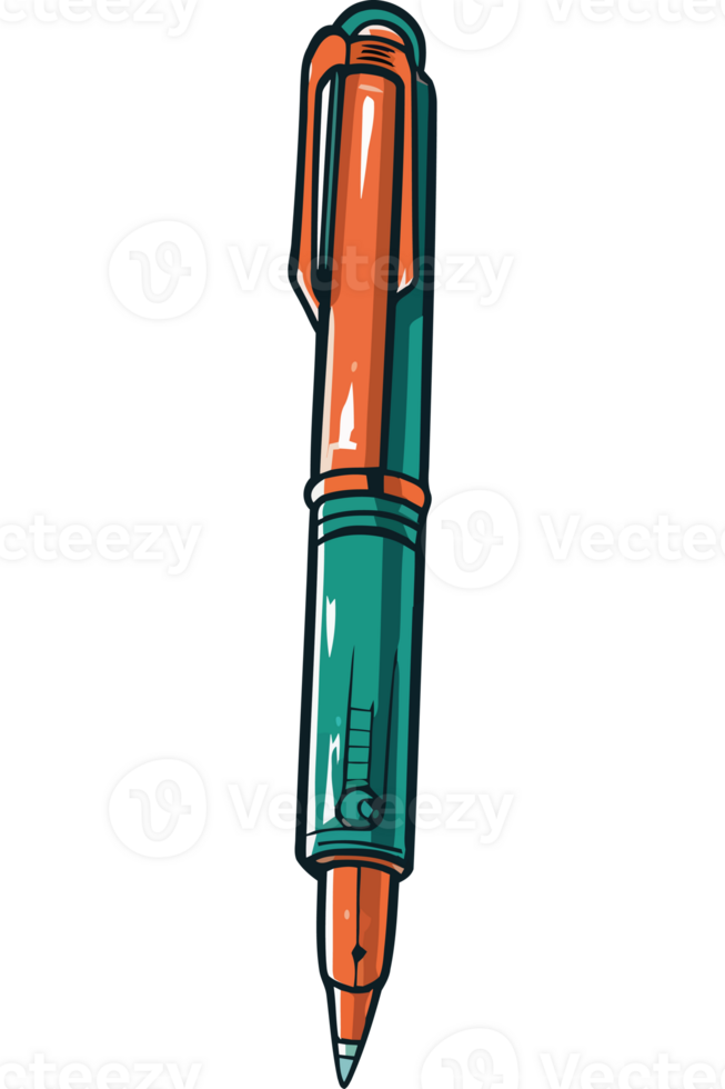 A pen with a green and orange color scheme png