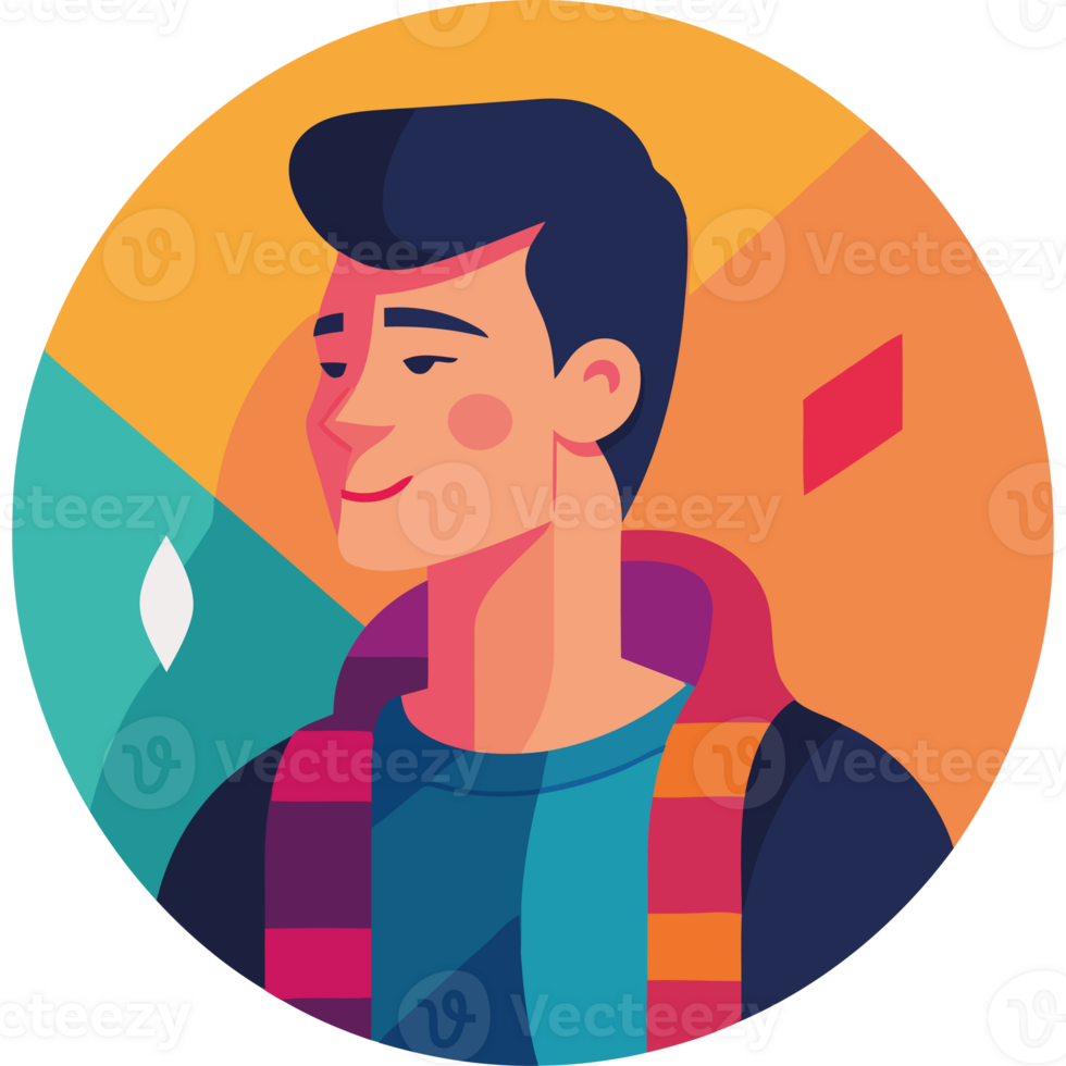 A man with a backpack and a colorful background png
