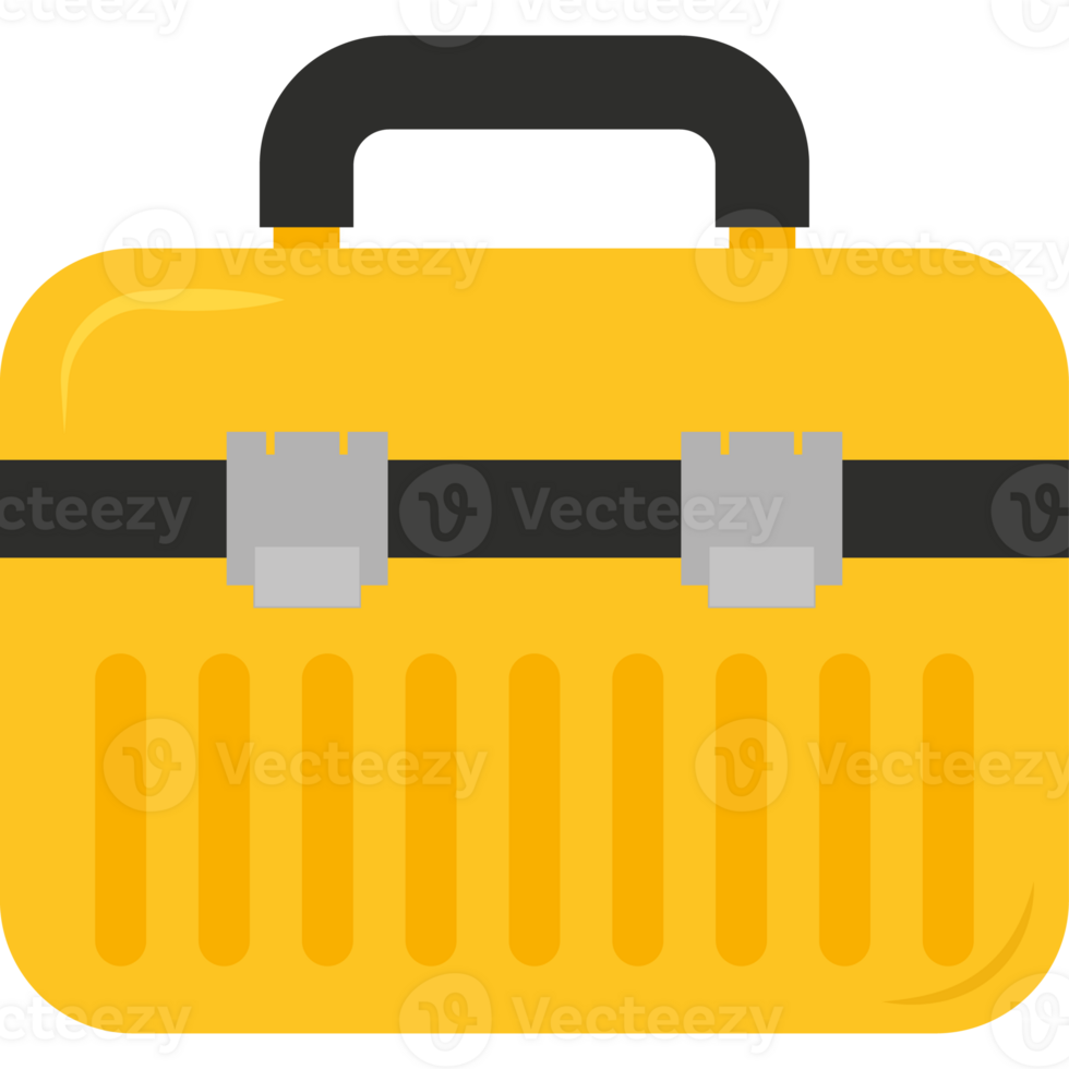 A yellow toolbox with black handles png