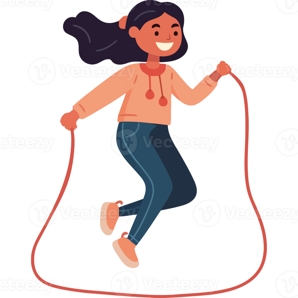 A girl jumping rope with a rope png