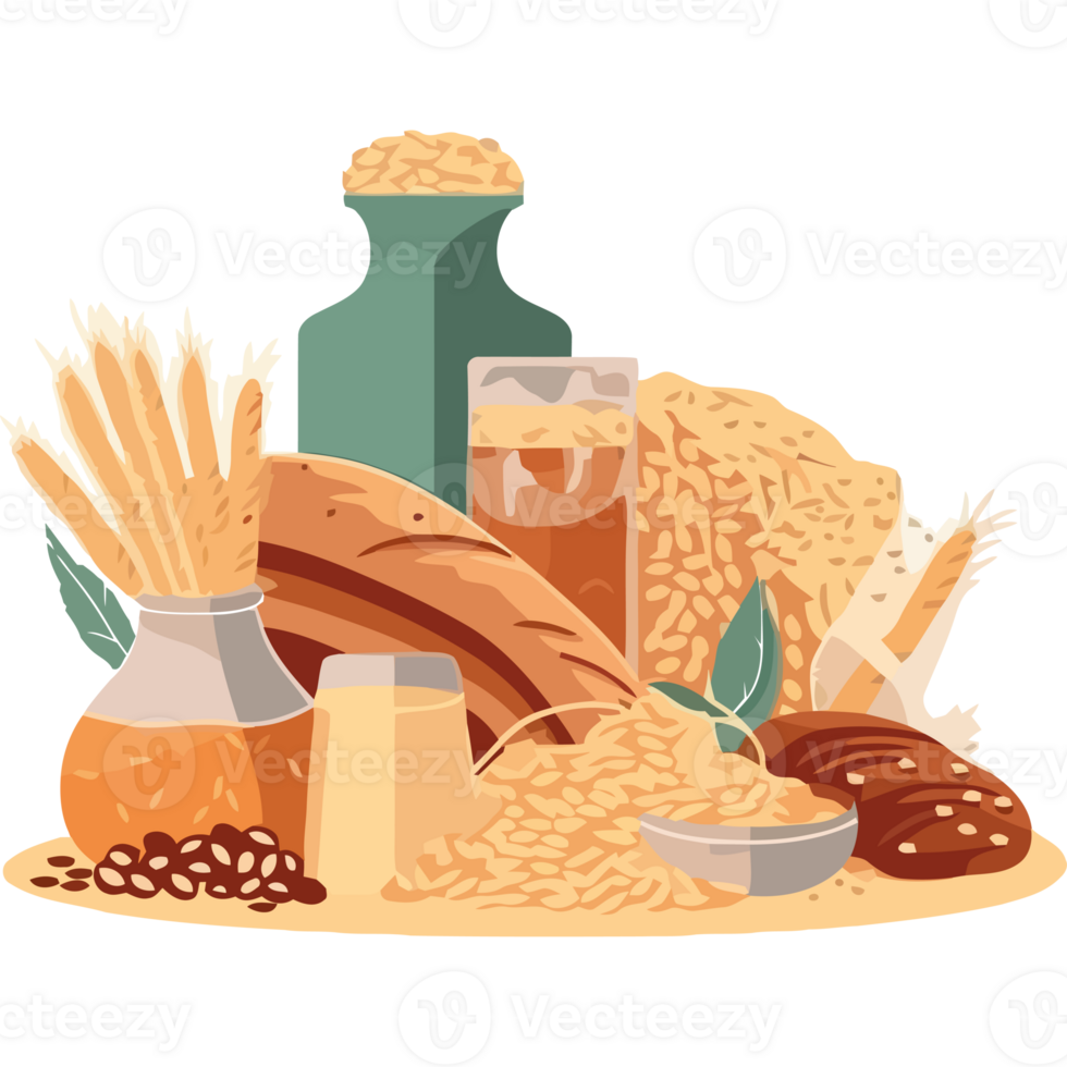 Foods and grains on a plate png