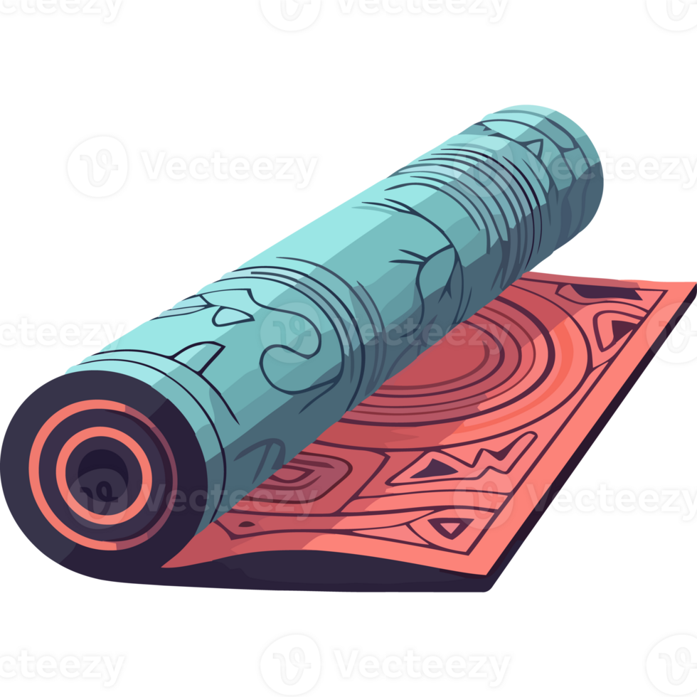 A rolled up piece of carpet with a design on it png