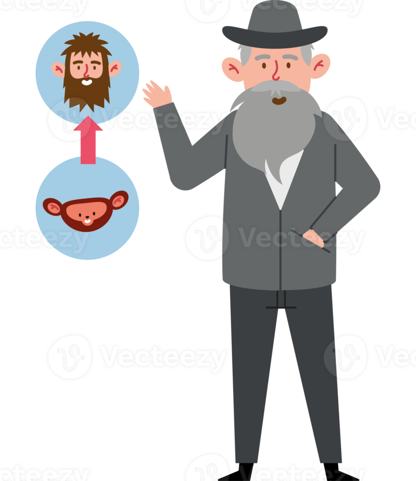 An old man with a beard and a monkey png