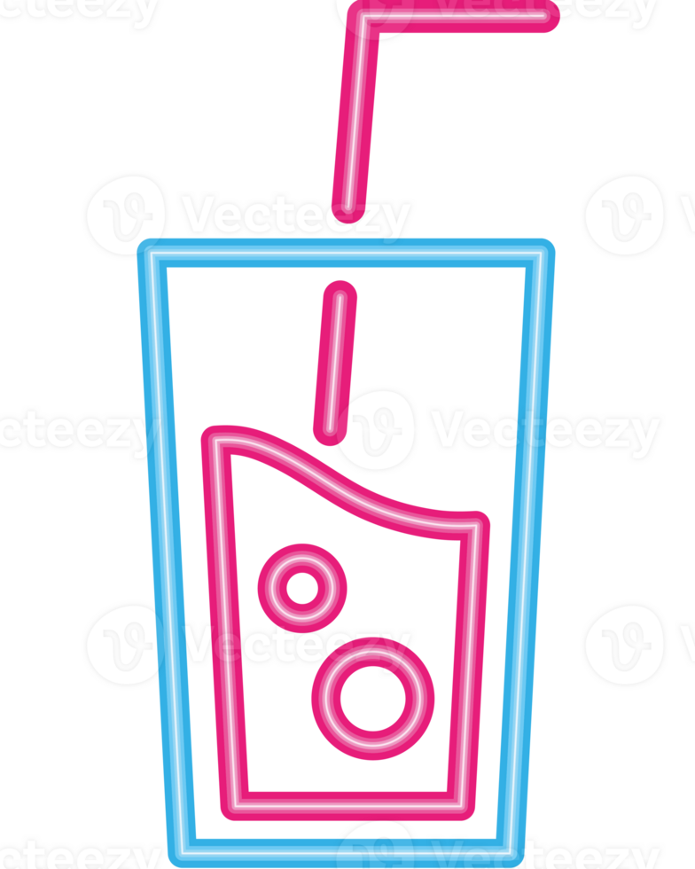 A neon sign with a drink in a glass png