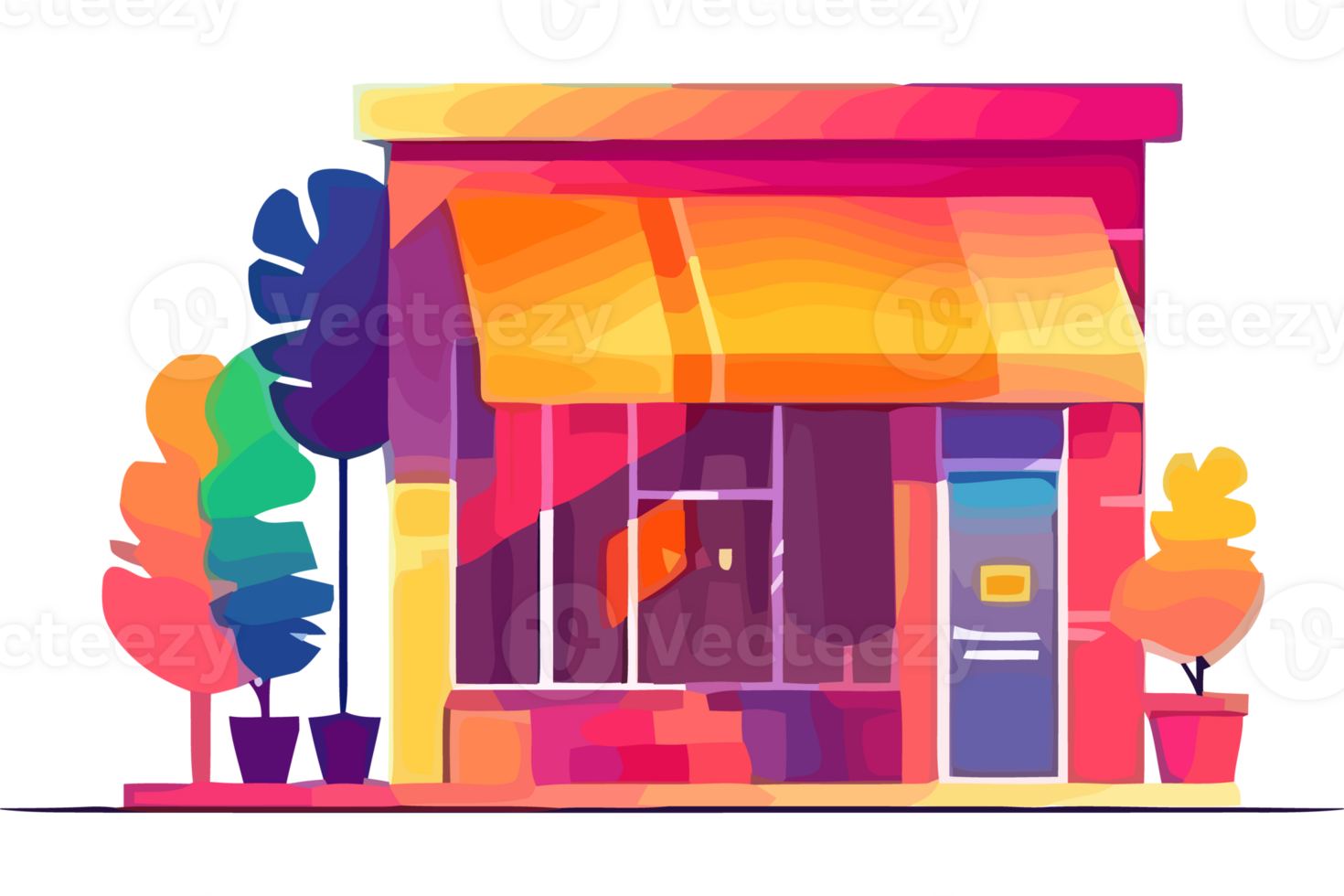An illustration of a colorful storefront png