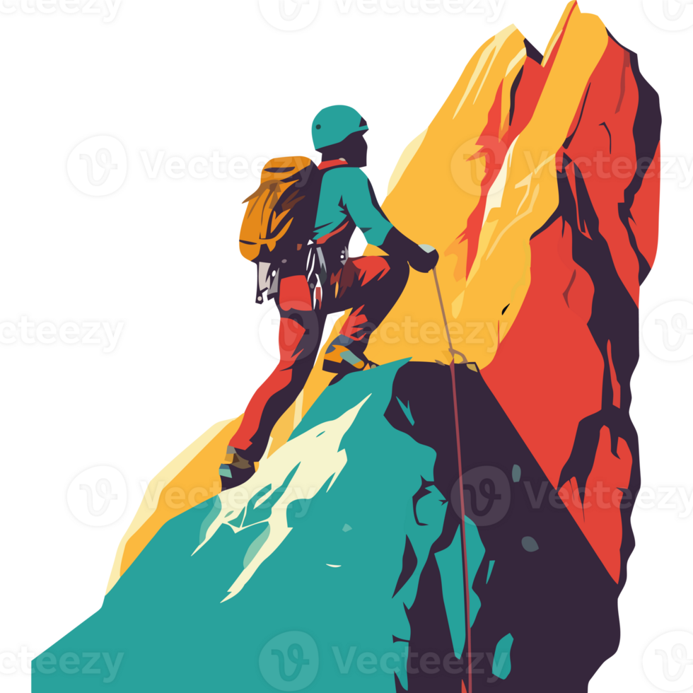 A man is climbing on a mountain png
