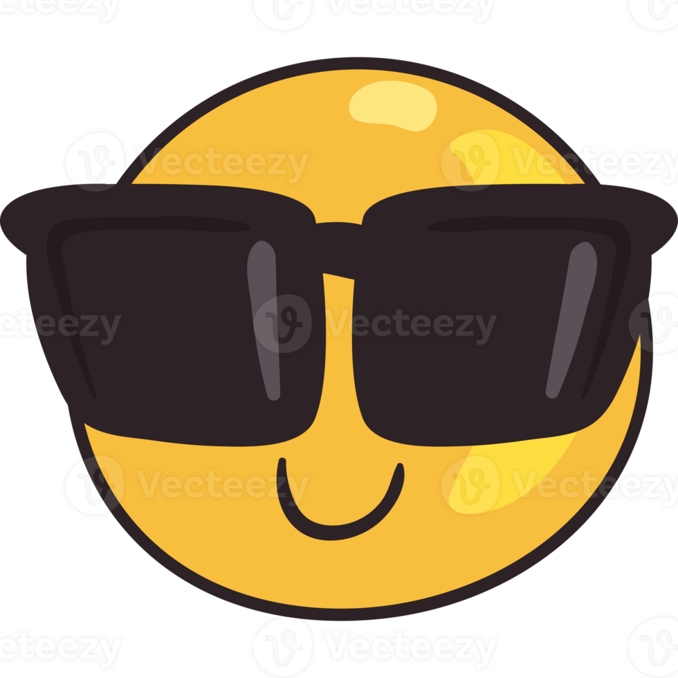 A smiling emoticion with sunglasses on png