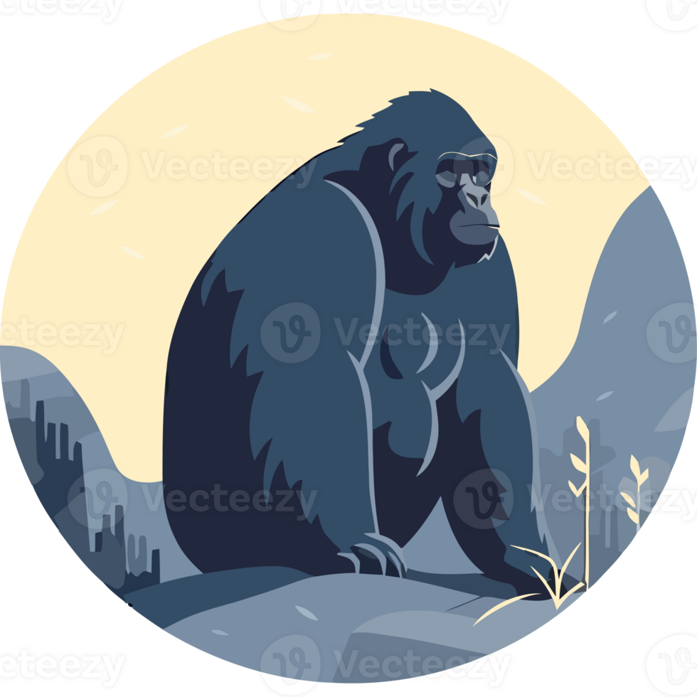Gorilla illustration in flat style png
