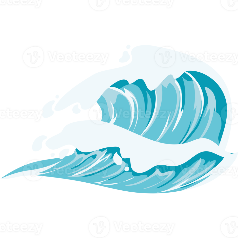 A cartoon wave with a blue background png