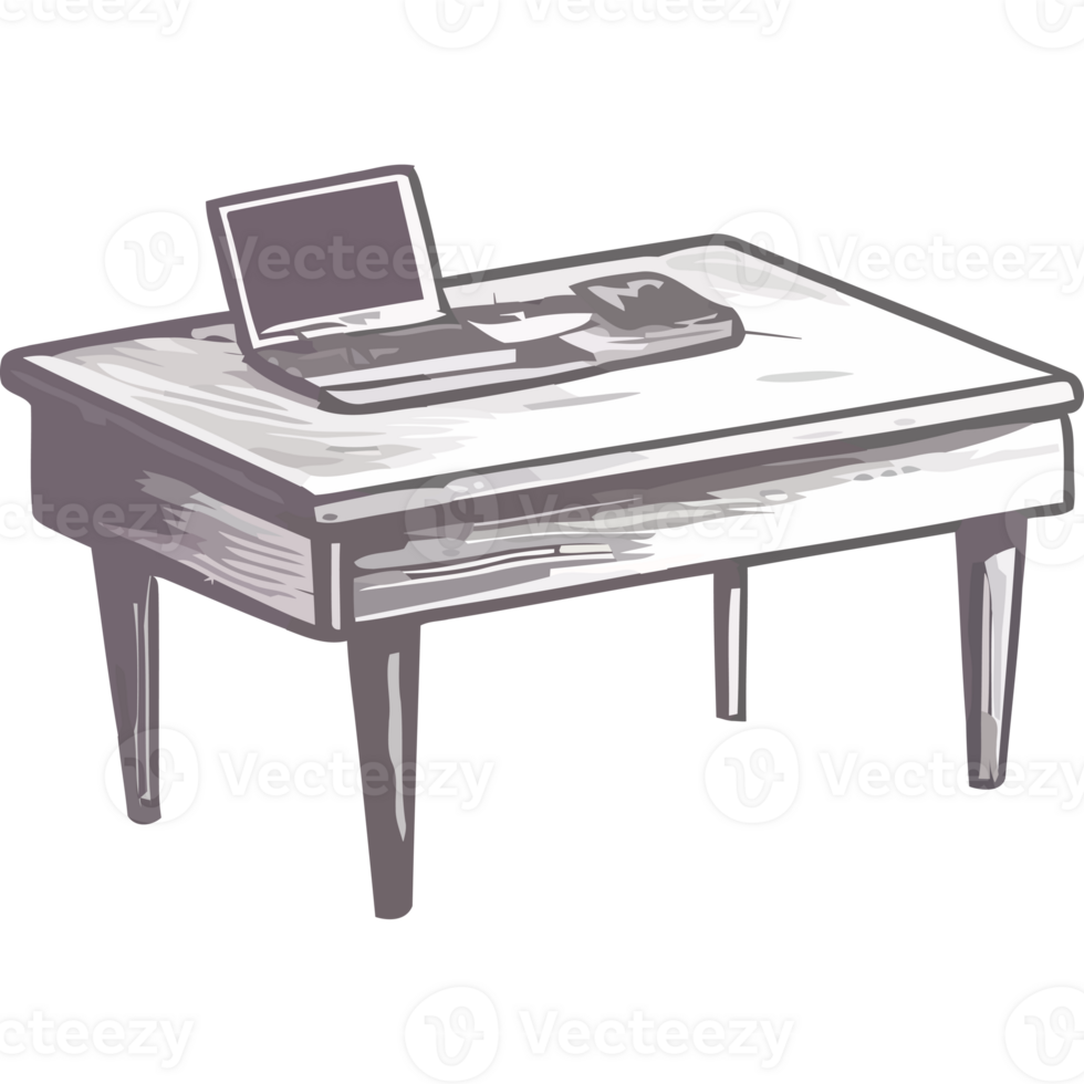 A drawing of a laptop on a desk png