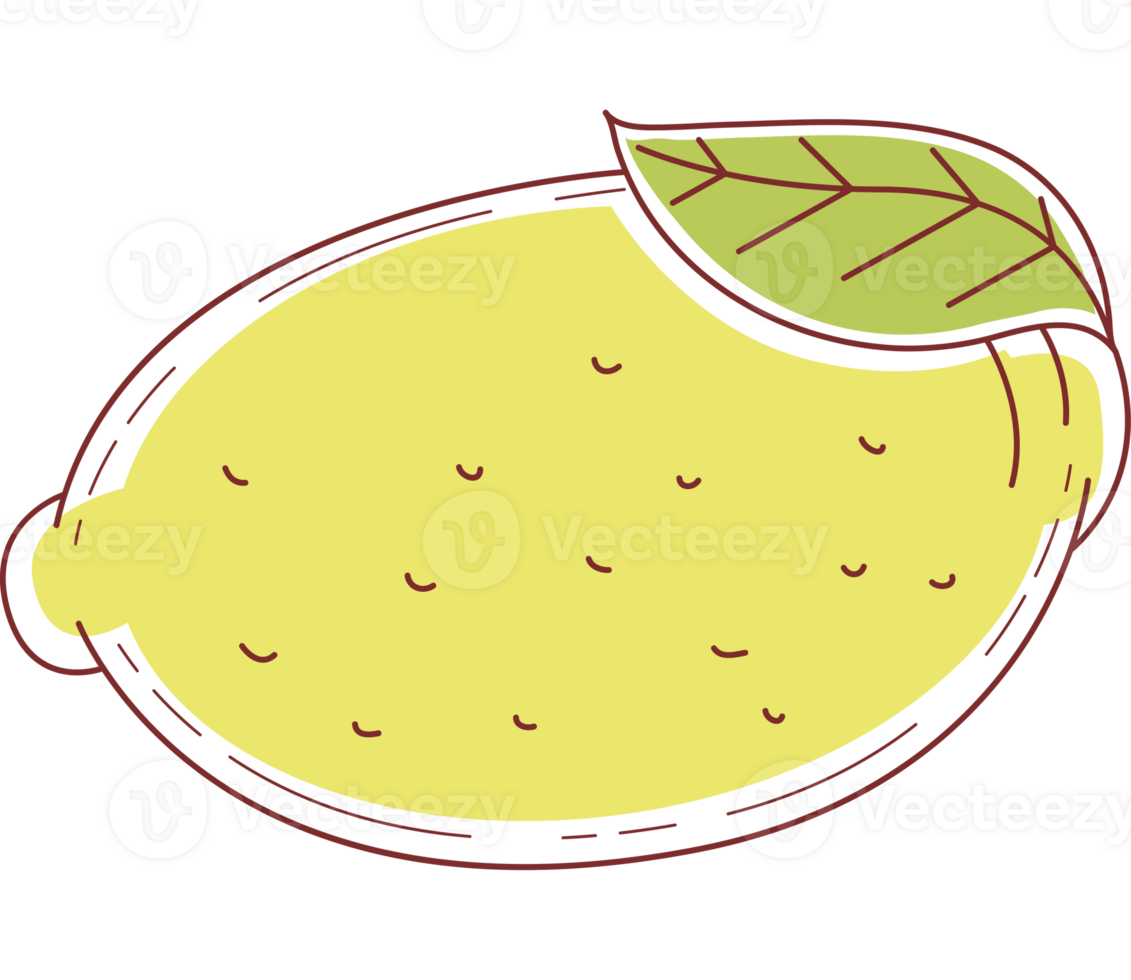 A lemon with a leaf on it png