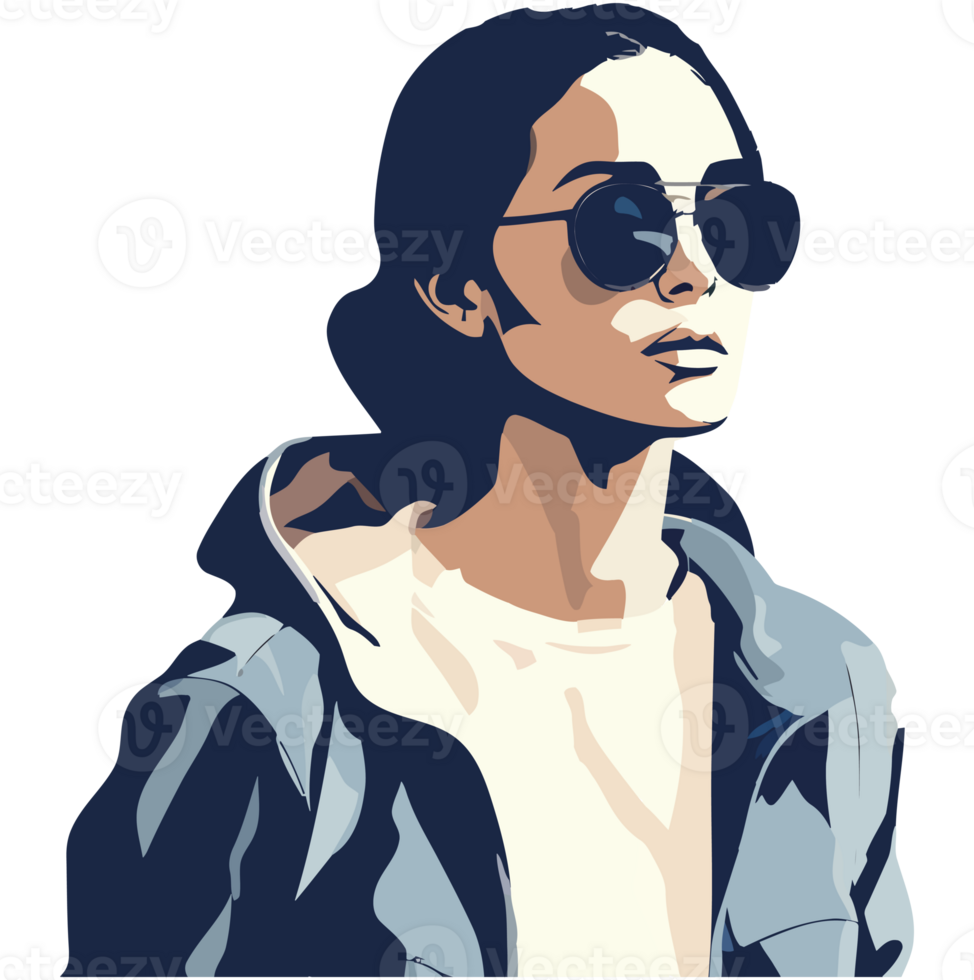 A woman wearing sunglasses and a jacket png