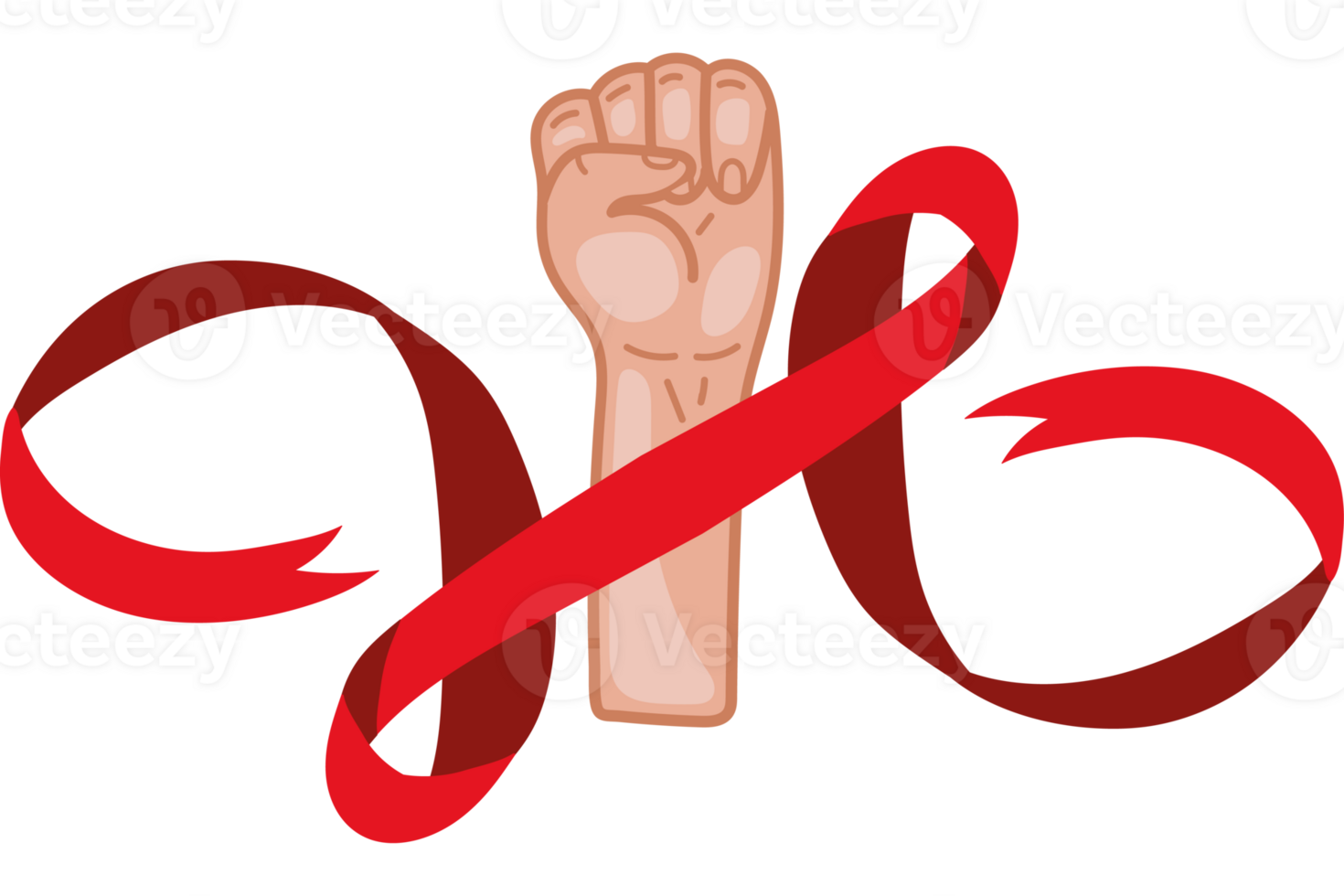 A fist with a red ribbon around it png