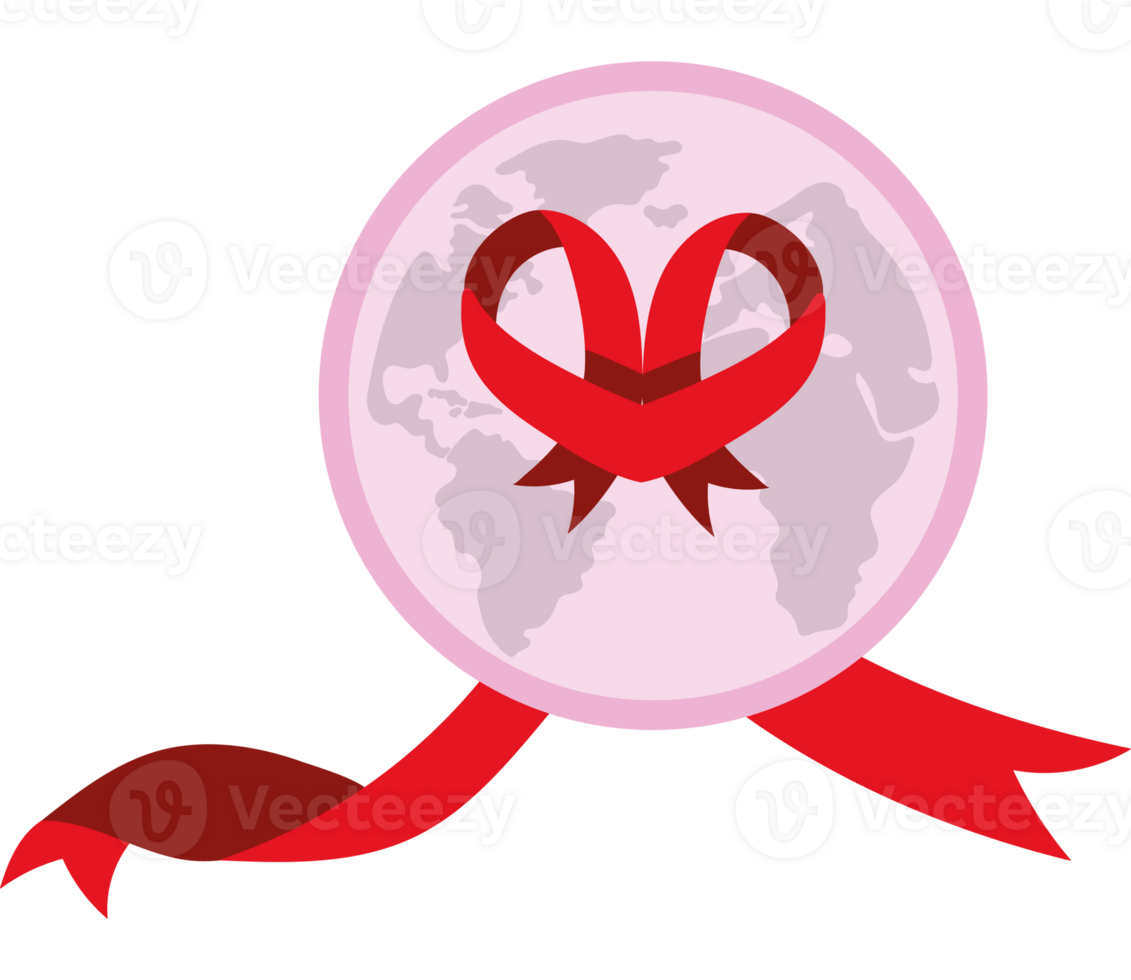 A red ribbon with a heart on it png