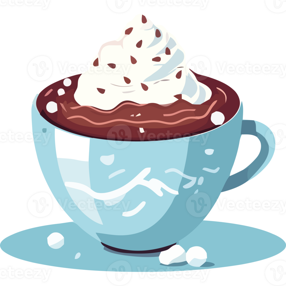 Hot chocolate with whipped cream and marshmallows png