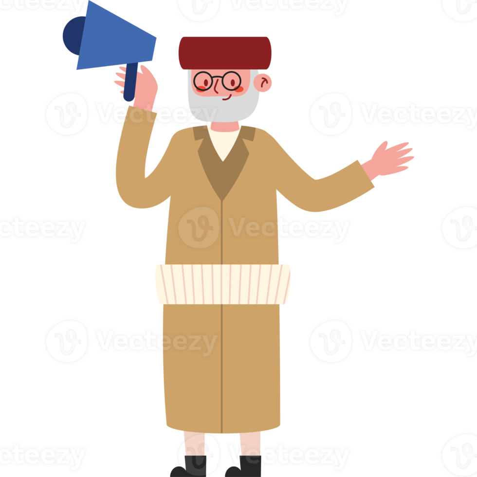 An old man with a megaphone png