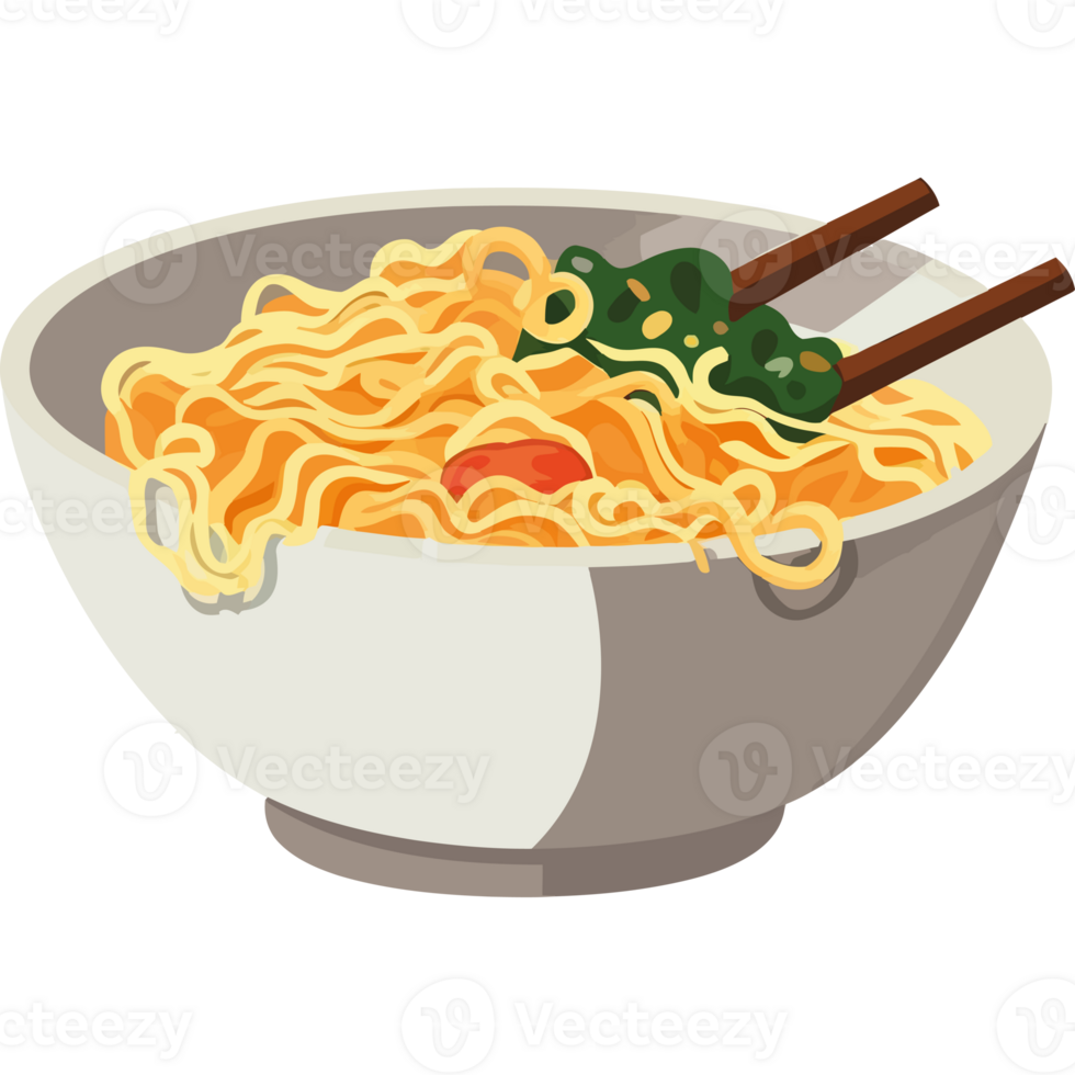 A bowl of noodles with chopsticks in it png