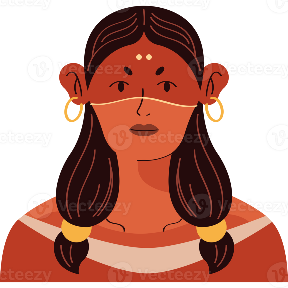A woman with a nose ring and earrings png
