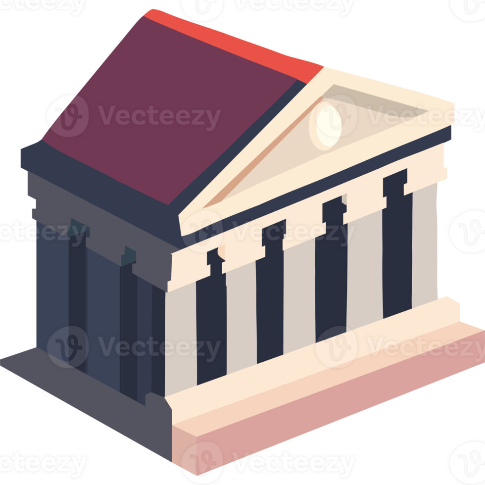 An illustration of a building with columns png