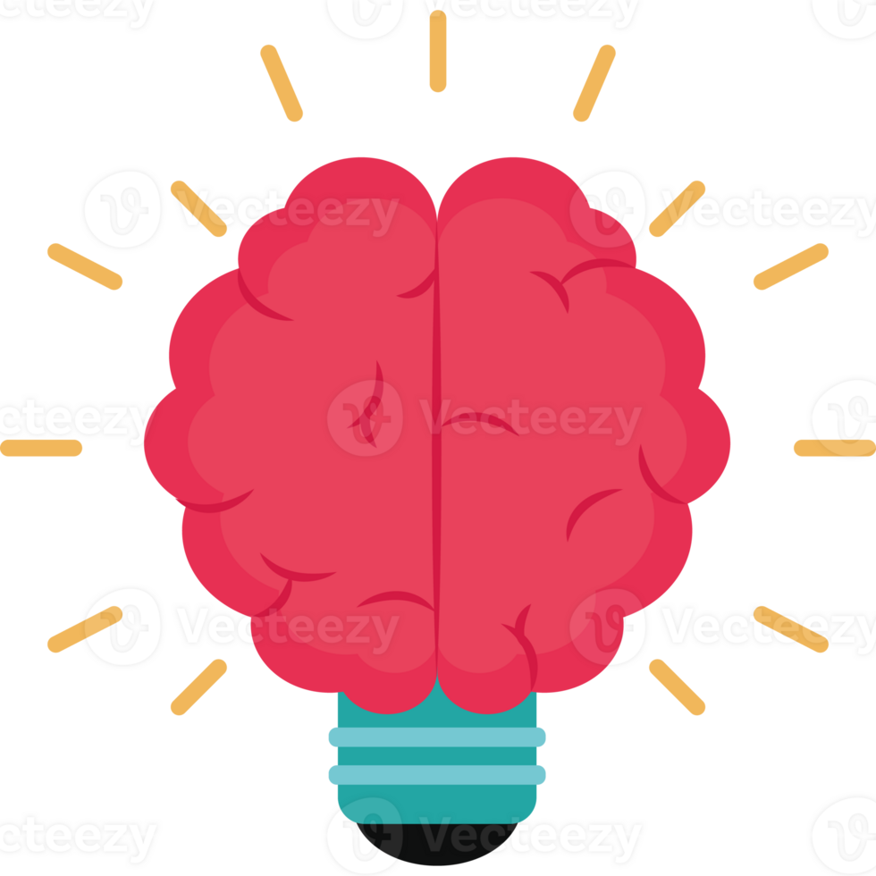 A brain with light bulb in it png