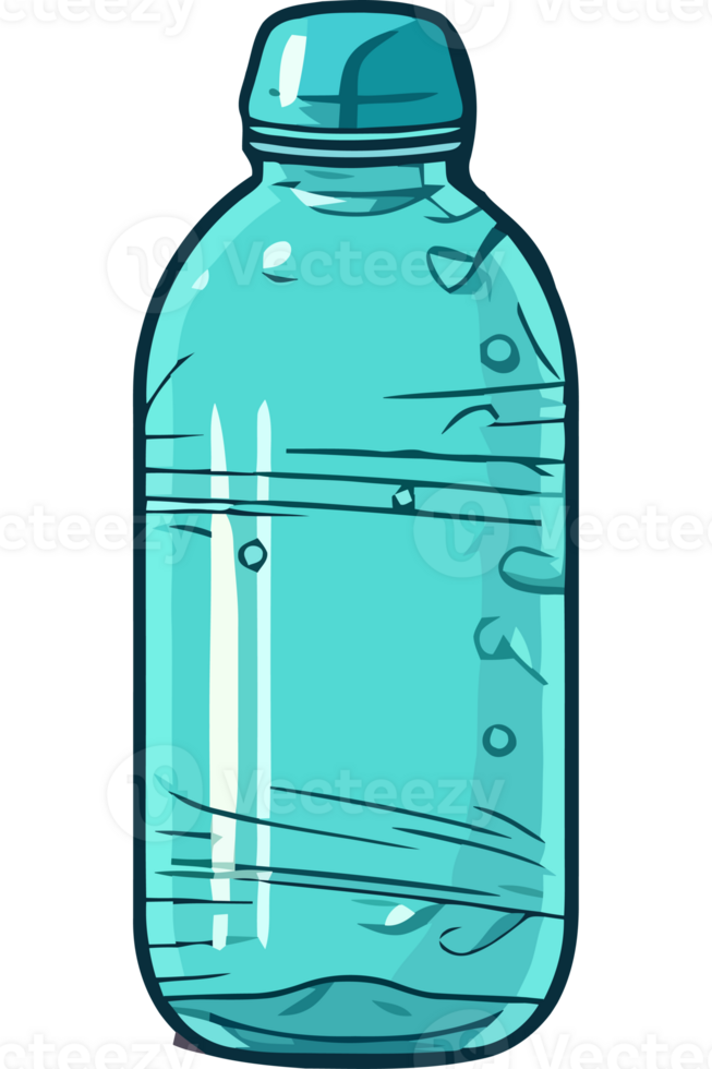 A blue plastic bottle with water inside png