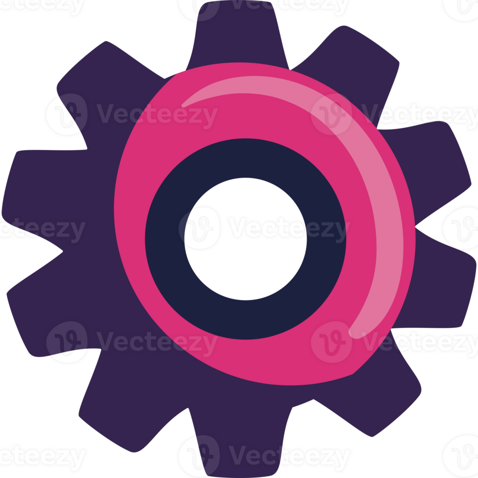 A gear wheel with a pink and purple center png